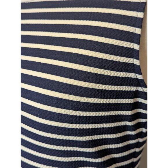 Olivia Matthews Sz 6  White & Navy Striped Bodycon Dress Sleeveless Back Zip - Picture 7 of 9